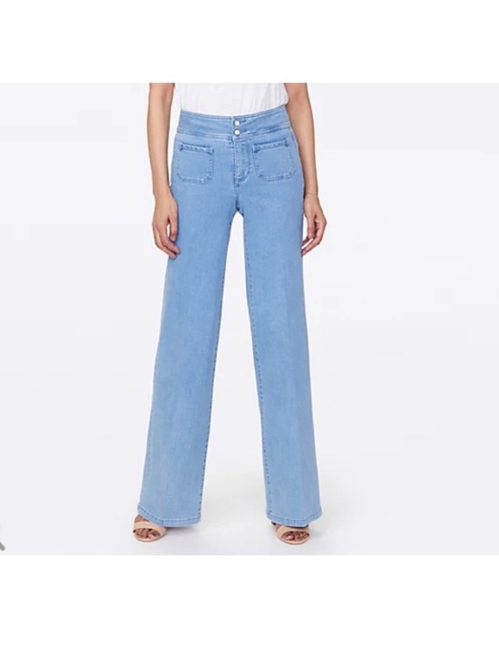 NYDJ Denim - NYDJ Light Wash Wide Leg Front Pocket Denim Jeans Sz 2